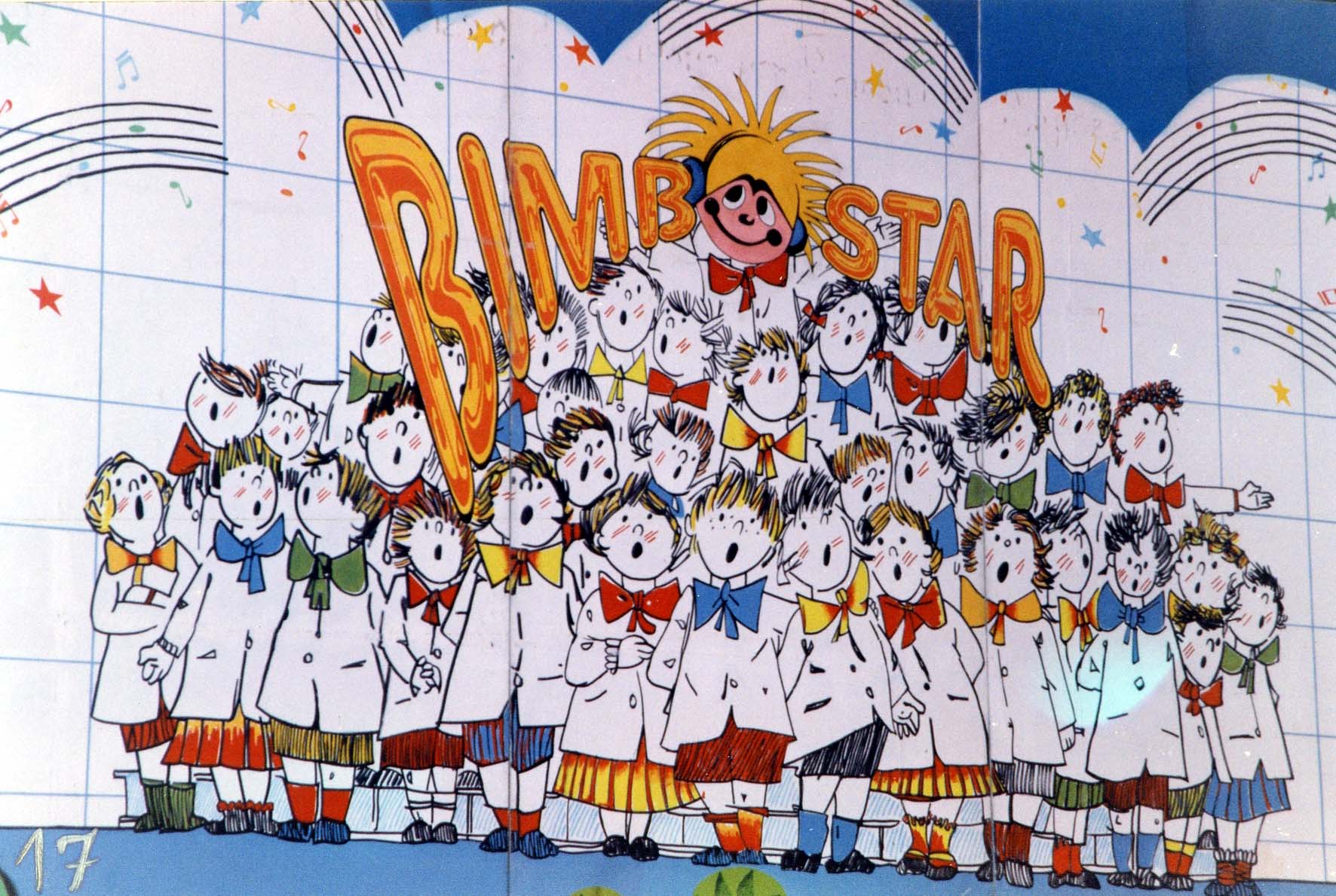 L’illustrazione storica del coro, con tanti bambini sotto il nome Bimbostar
